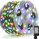 LJLNION 1000 LED Fairy String Lights, 328FT Long Outdoor Christmas Lights, Waterproof IP65 Green PVC Copper Wire Lights, 8 Lighting Modes Plug in for Xmas Tree Holiday Party Wedding Decor, Multicolor