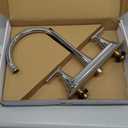 HURRAN 2 Handle Kitchen Sink Faucet, 8 Inch High Arc 360Swivel Kitchen Sink Faucet, 3 Hole Kitchen Faucet Without Side Sprayer, Centerset RV Kitchen Faucet with Stainless Steel Pipe, Chrome