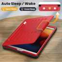 Case for iPad 9th/8th/7th Generation Case 10.2 inch 2021/2020/2019, PU Leather Strong Magnetic Cover with Multi-Angle Magnetic Stand, Pencil Holder, Card Slots, Auto Sleep/Wake, Red