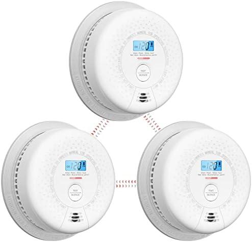 X-Sense Smoke and Carbon Monoxide Detector Combo, Wireless Interconnected Combination Smoke and Carbon Monoxide Detector with 10-Year Battery, Up to 24 X-Sense Link+ Wireless Alarms, SC01-W, 3-Pack