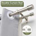 Double Curtain Rods 36-72 Inches for Windows, 1 Inch Diameter Adjustable Heavy Duty Drapery Rod with Aluminum Alloy Brackets and Finials, Modern Stylish Dual Curtains Rod, Brushed Nickel