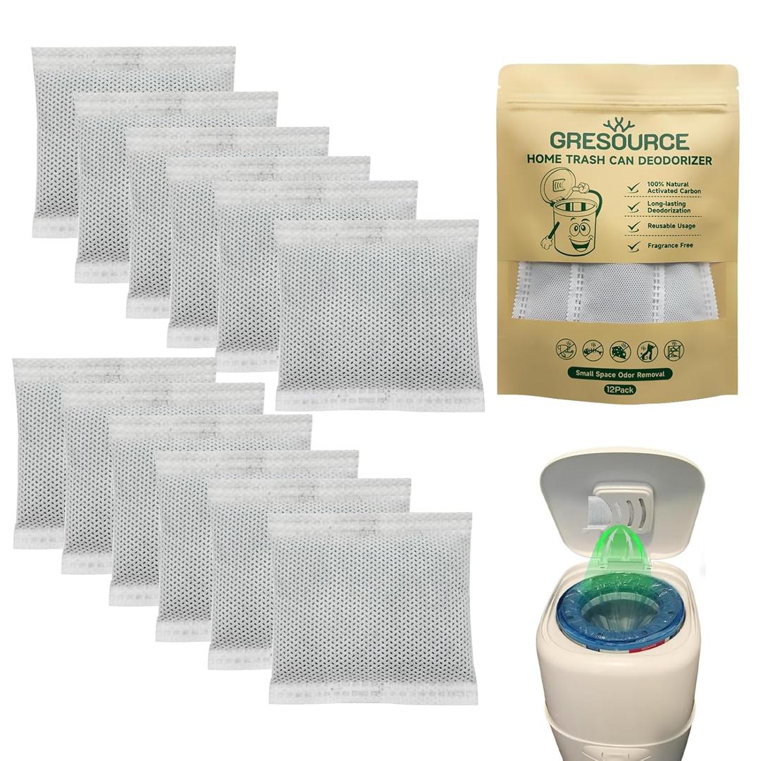 12 Pack Diaper Pail Carbon Refill FiltersPremium Charcoal Odor Absorbers Deodorizer for Playtex Diaper Genie Complete and Expressions Pail Ultimate Odor Control for Baby Nursery & More