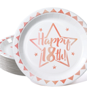 Cheerland 24 Pcs 40th Disposable Party Paper Plates for Blue and Gold Milestones Birthday Celebration Party Supplies and Decorations