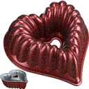 Domensi Heart Shaped Cake Mold Aluminium Fluted Cake Pan 3D Chocolate Cake Pan Kitchen Accessories Decoration, 10 Cup