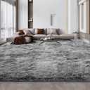 Deerhoo Large Shag Area Rugs 10 x 14, Tie-Dyed Plush Fuzzy Rugs for Living Room, Ultra Soft Fluffy Furry Rug for Bedroom, Anti-Skid Indoor Carpet Nursery Rugs for Kids Room Home Decor, Light Grey