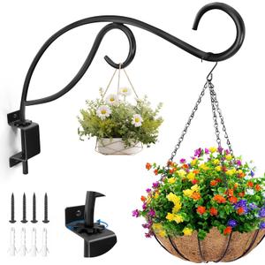 Swivel Hanging Plant Bracket Outdoor, 16-Inch Bird Feeder Hanger Hook, Double Hook Design, Heavy Duty Plant Hook for Hanging Flower Baskets ，Lanterns and Birdfeeder