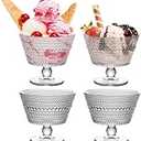 Wangsdjy 3PCS Glass Dessert Bowls, 9 oz Crystal Glass Ice Cream Bowls Cups - Perfect for Dessert, Sundae, Ice Cream, Fruit, Salad, Snack, Cocktail, Condiment, Trifle