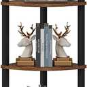 VIMBER Corner Shelf, 6-Tier Corner Bookshelf, Industrial Corner Ladder Shelf, DIY Storage Shelves, Rustic Display Shelf for Living Room, Bedroom, Kitchen, Home Office, Rustic Brown and Black UJSJ004F