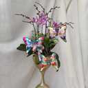 Metal Glass Butterfly hanging decor with Hook , Cute Insect Pot Percher,Flying Colorful Butterfly Garden Yard Planter Decoration and Window Ornament, 3 OF SET