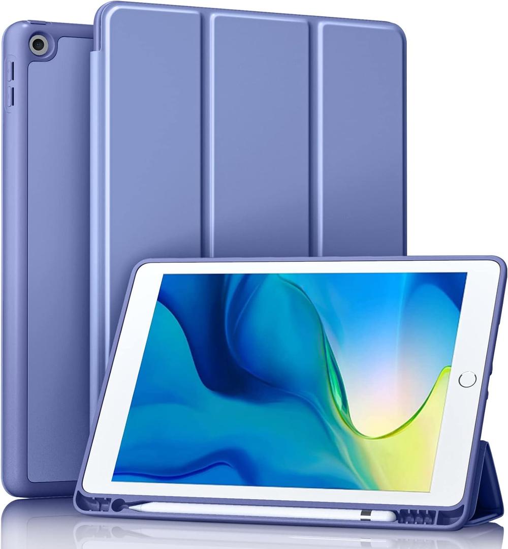 Akkerds Case Compatible with iPad 10.2 Inch 2021/2020/2019, for iPad 9th/8th/7th Generation Case with Pencil Holder, Protective Cover with Soft TPU Back, Auto Sleep/Wake, BluePurple