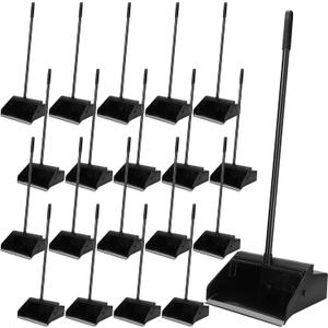 Leumoi 20 Pcs Lobby Dust Pan 36.6 Inch Upright Dust Pan with Serrated Yoke Dustpan Long Handle Plastic Commercial Dustpan for Wet Dry Floor Cleaning Home Office Restaurant Indoor Outdoor Use (Black)