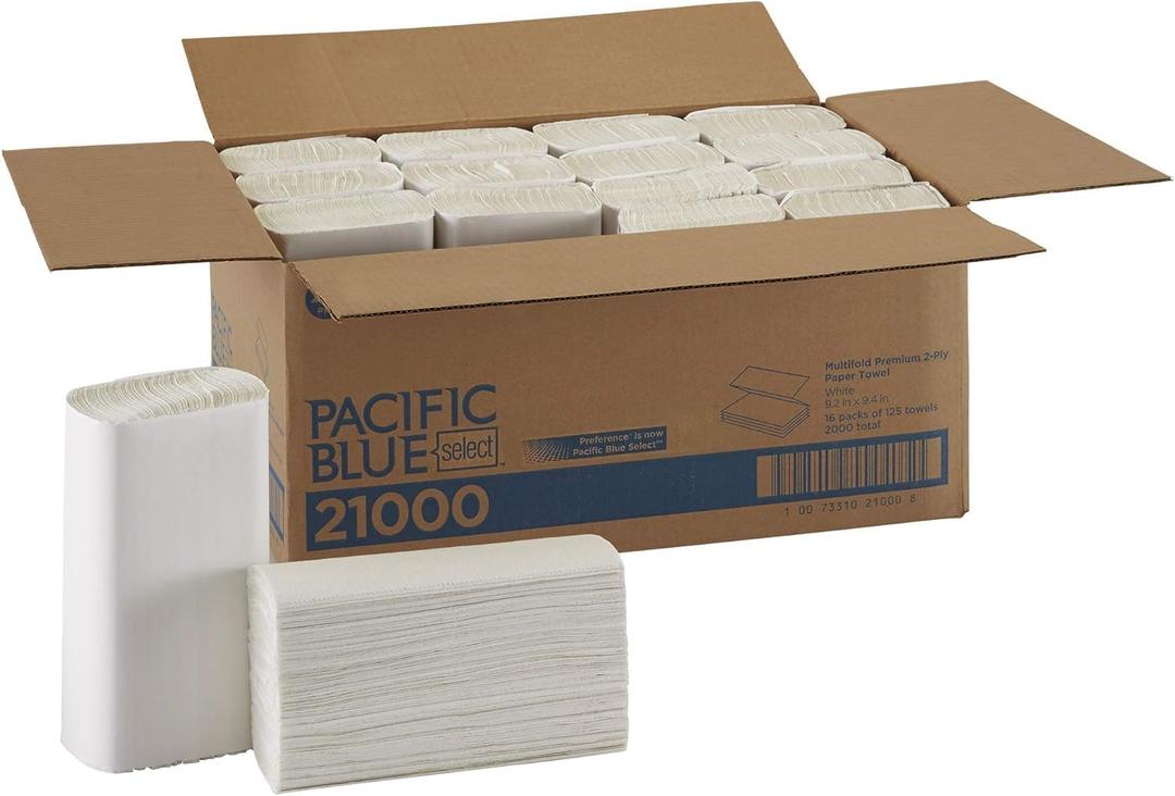 Pacific Blue Select Multifold Premium 2-Ply Paper Towels (Previously Signature) by GP PRO, White, 21000, 125 Per Pack, 16 Packs Per Case