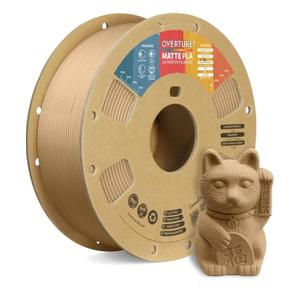 OVERTURE Matte PLA 3D Printer Filament 1.75mm, Matt Surface & Low Warping Filament 1kg Spool (2.2 lbs), Accuracy +/- 0.02 mm, Fit Most FDM Printers (Matte Light Brown)
