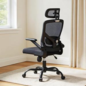 Marsail Ergonomic Mesh Office Chair High Back Desk Chair Adjustable Lumbar Support with Headrest Flip-Up Liftable Arms Swivel Computer Task Chair for Big and Tall People (Ink Black)