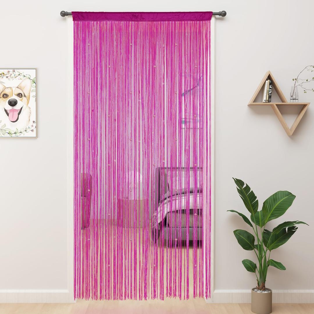 YIIBAII Beaded Curtain Beaded Curtains for Doorways Crystals Suitable for Interior Decoration and Partitions Hippy Closet Curtains (Plum Purple, 39"x79")