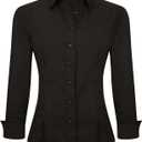 Esabel.C Womens Button Down Shirts Long Sleeve Regular Fit Stretch Work Blouse (Medium)