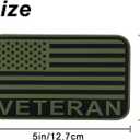 Veteran Flag Patch OD Green PVC 5x3 inches for Bags Backpacks Vests Clothing Jackets with Hook Fastener Back (Green, L5 x3)