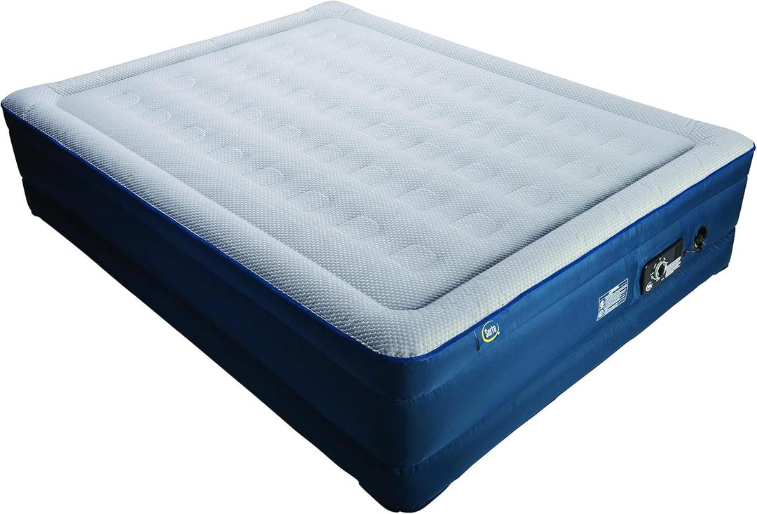 Serta Queen TPU Perfect Sleeper Air Mattress | Queen 18 | TPU Construction | Slumbertouch Knit Topper - Edge Protection | Air Mattress with Built-in Air Pump