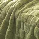 Exclusivo Mezcla Queen Size Flannel Fleece Blanket, Super Soft and Warm Lightweight Checkered Pattern Blankets for All Seasons, 90x90 Inches, Olive Green