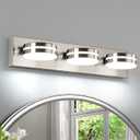 Brushed Nickel Bathroom Vanity Light, (24in Dimmable) 3-Light Bathroom Light Fixtures Over Mirror, LED 5500K Vanity Lights with 360Rotating Lamp Head