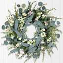 26IN Spring Wreath for Front Door,Large Eucalyptus Artificial Greenery Wreath Indoor Outdoor for Porch Window Wall Farmhouse Home Holiday Hanging Decor Spring Summer Fall Winter All Seasons (26 inch)