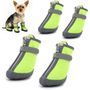 Dog Shoes for Small Dogs, Dog Boots Paw Protector for Winter Snow Hot Pavement, Anti-Slip Dogs Booties with Reflective Strips for Ourdoor Walking, Indoor Hardfloors Green Size3