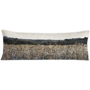 Rustic Vintage Wildflower Field 20x54 Body Pillow Cover, Farmhouse Home Room Decor, French Country Flower Landscape Botanical Decorative Long Body Pillow Cases for Bed Couch