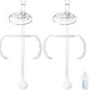 Straw Sippy Cup Conversion Kit for Dr Brown Narrow Nack Baby Bottles, Soft top and Weighted Ball Transition Cup Kit with Handles, Set of 2