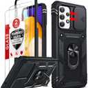 LeYi for Samsung A52 Phone Case: Galaxy A52 5G Phone Case with [2 Pack] Screen Protector, Slide Camera Cover & Full Body Military-Grade Protection with Kickstand Funda para A52 Samsung, Black