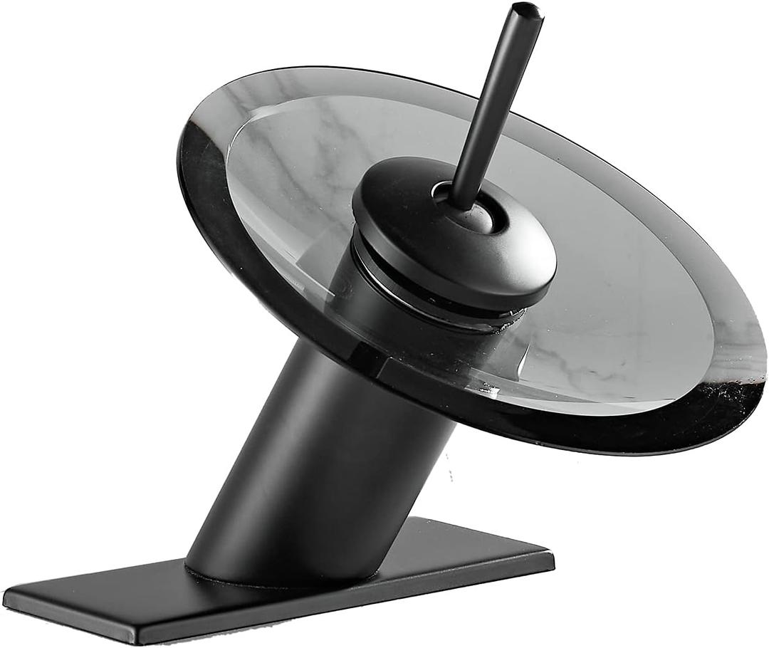 Bathroom Faucet Black Glass Spout Waterfall Single Handle One Hole Bath Sink Faucet Vanity Lavatory Basin Mixer Tap with Cover Plate Deck Mount Commercial (Regular)