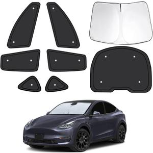 8pcs Car Side Window Shades for T*esla Model Y 2025 2026 |Suction Cup No Falling| Full Car Window Covers for Privacy, Sunshades for Tesla Front Rear Windshield Side Windows