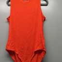 MANGOPOP Sleeveless Bodysuits for Women Crew Neck Tank Top Body Suit Basic Slim Fit Bodysuit Tops (X-Large, Red)