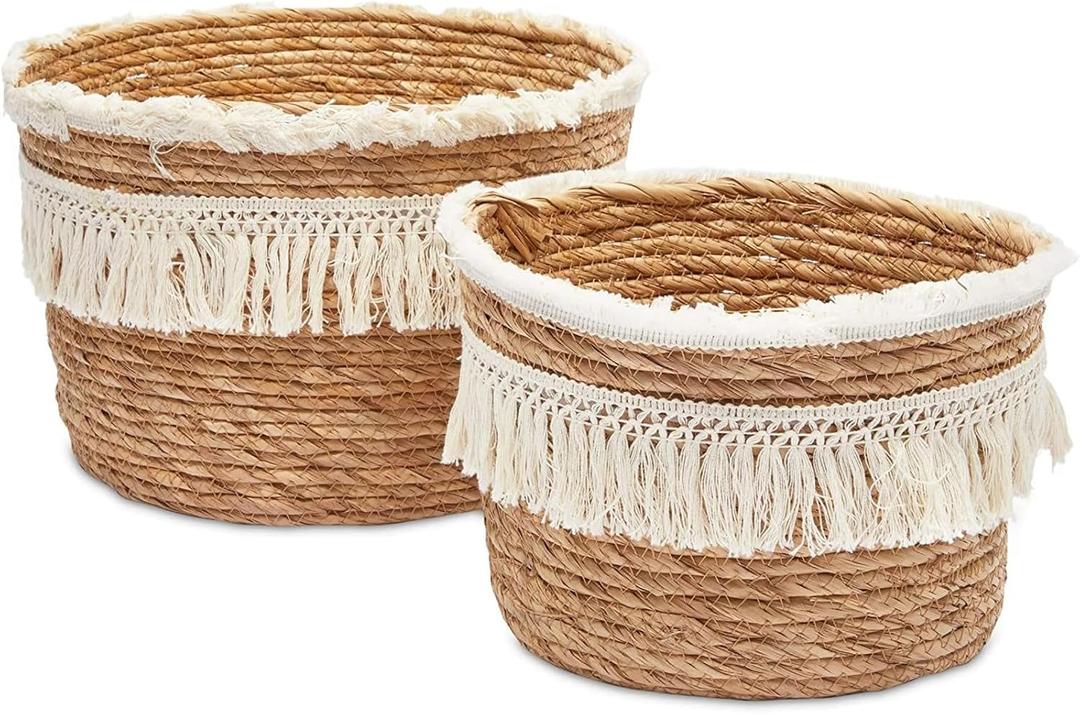 Okuna Outpost Woven Baskets for Storage, Round Basket (2 Sizes, 2 Pack)