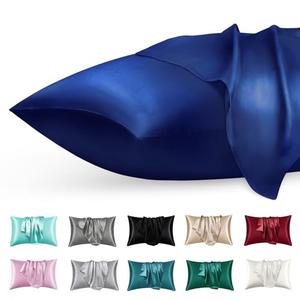 phyrec Satin Silk Pillowcase for Skin and Hair, 4 Pack - Envelope Closure - Bedding Queen Pillow Cases(20" x 30"), Soft Breathable Smooth Cooling Silk Pillow Covers for Sleeping, Navy