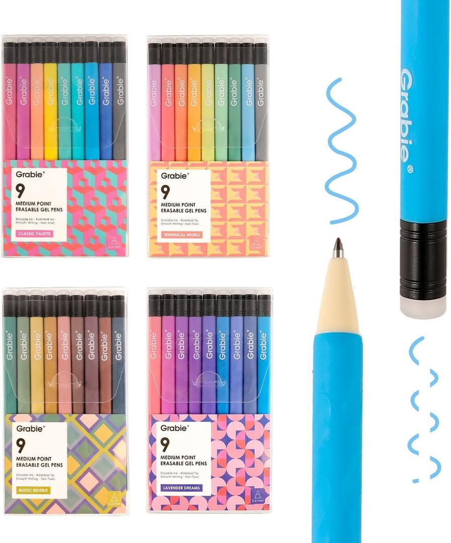 Grabie 36 Colors Erasable Gel Pens, Make Mistakes Disappear Colored Pens, Assorted Color Inks for Drawing Writing Planner