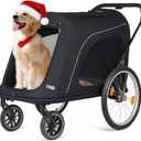 Beberoad Pets R8 Pro Extra Large Foldable Pet Stroller, Dog Stroller & Pet Trailer for Large Dogs Under 100 lbs, Unmovable, Disabled & Pregnant Dogs - Conveniently Carriable by Bike and Car, Black