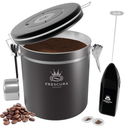 Coffee Canister - Coffee Canisters with Airtight Lids - Coffee Storage Container with CO2 Valve & Date Tracker - Coffee Bean Storage with Hook for Bean Scoop & Frother - Ground Coffee Holder 