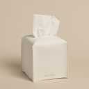 OLETHA Square Tissue Box Cover - Aesthetic Desk Decor for Room, Home & Office - Tissues Cube Boxes Holder - White