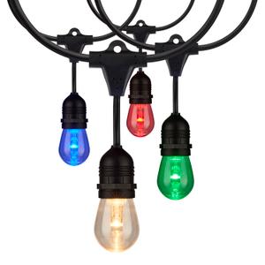 Outdoor String Lights Color Changing - 48FT Sync with Music Led Patio Lights Outdoor Waterproof with App and Remote Hanging 15 RGB Bulb Create Ambience for Garden, Cafe, Backyard, Christmas, Party