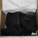 YING LAN Women's Over The Knee Low Heel Lace Up Tall Boots (5.5, Black)