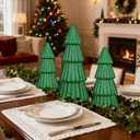 Artmag Set of 3 Christmas Tree Decorations Indoor, Glittering Modern Christmas Tree Decor Tabletop Entryway Table Mantel Centerpiece for Holiday Party (Green)