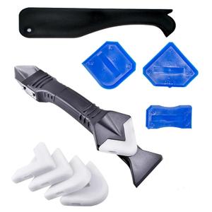 3 in 1 Silicone Caulking ToolsStainless Steelhead, Sealant Finishing Tool Grout Scraper, Reuse and Replace 5 Silicone Pads, Great Tools for Kitchen Bathroom Window, Sink Joint