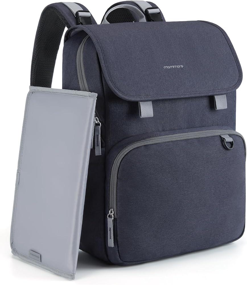Mommore Diaper Bag Backpack Unisex Baby Bag Large Diaper Bag with Changing Pad, Insulated Pockets, Stroller Buckles, Durable Travel Backpack with Luggage Strap