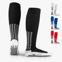 LUX Anti Slip Soccer Knee Socks, Non Slip Football/Basketball/Hockey Sports Grip Socks (Black)