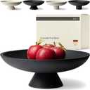 KIVY Concrete Fruit Bowl - Large Modern Pedestal Bowl - Black Key Bowl for Kitchen & Entryway Decor