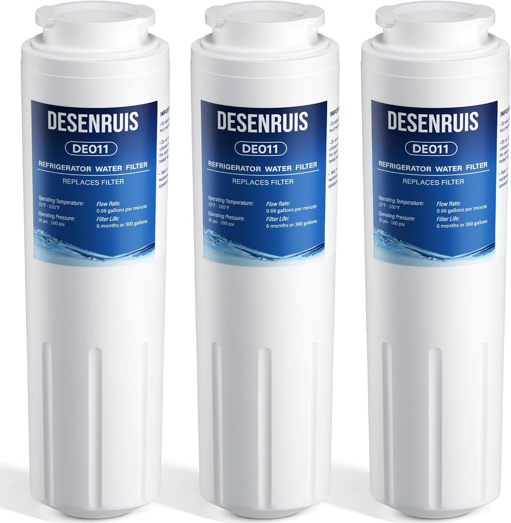 UKF8001 Water Filter Replacement Compatible with Kitchenaid Filter 4, EDR4RXD1, 4396395, UKF8001AXX, UKF8001AXX-200, UKF8001AXX-750, PURICLEAN II, Reduces 99% Chromium, 3 Pack, By DESENRUIS