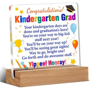 Kindergarten Graduation Gifts for Boys Girls, Happy Kindergarten Graduation Gift Acrylic Sign, Grad Gifts for Him Her Son Daughter, Funny Desk Decor 4 x 4 Inches