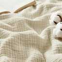 Bedsure 100% Cotton Muslin Throw Blanket Twin XL for Bed - 4-Layer Breathable and Lightweight Thin Soft Summer Gauze Muslin Blankets for Adults, Beige, 66x90 Inches