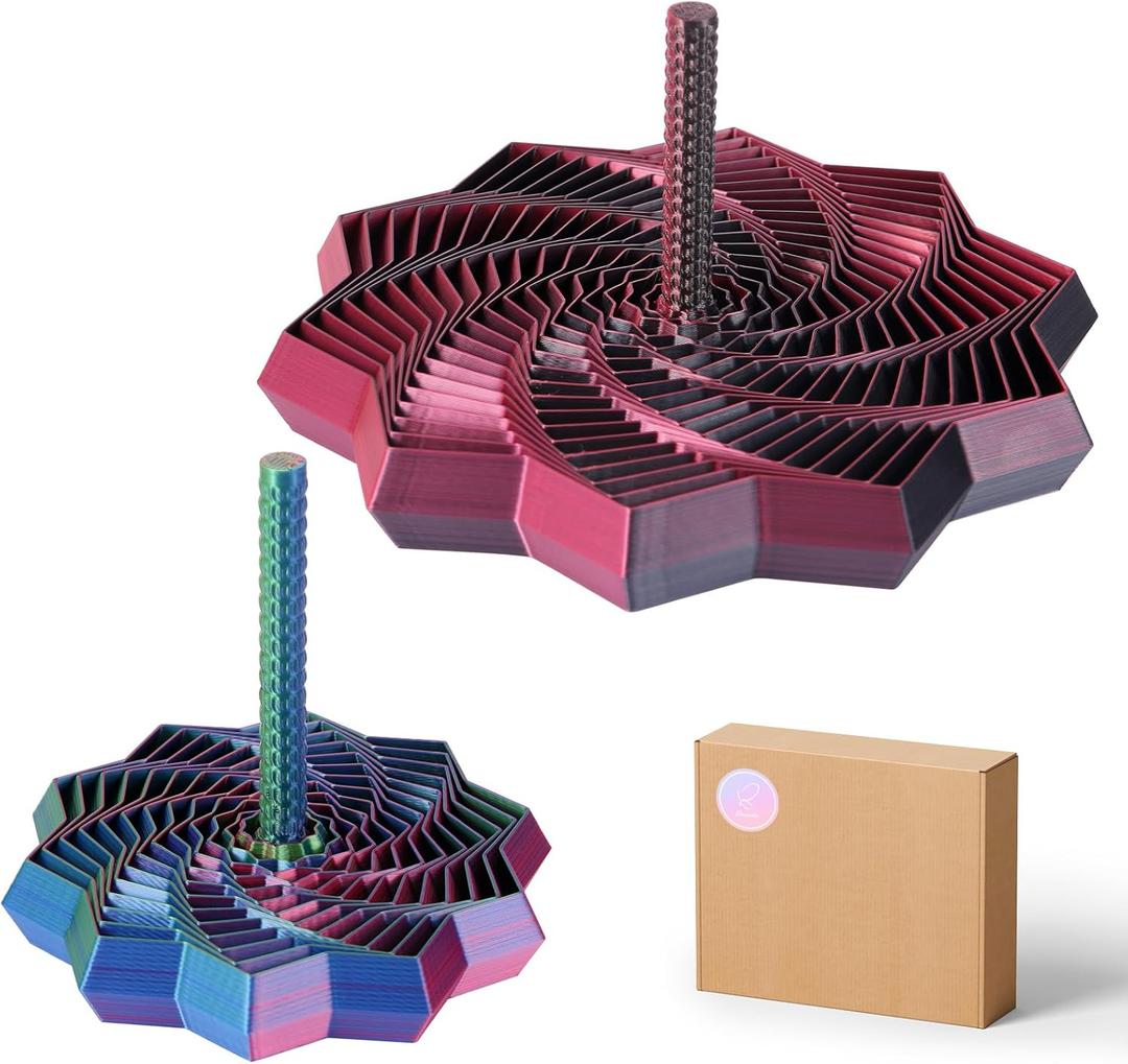 2 PCS 3D Printed Sensory Fidget Star with Handles, Colorful Fractal Expanded Fidgets Hexagon Whirling Spiral Star Shaped Toys for Office Desktop Decompression Toys Stress Relief Whirling Spiral