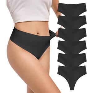 DEANGELMON Thongs for Women Seamless Womens Underwear Pack No Show Breathable Panties (X-Large)